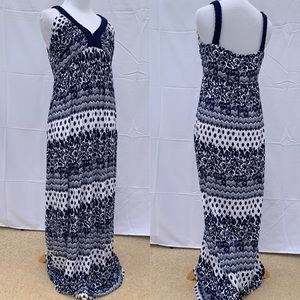Navy and White Maxi Dress